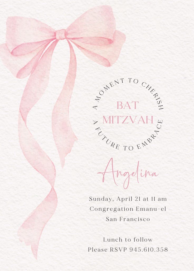 Boldest bow - bar & bat mitzvah invitation